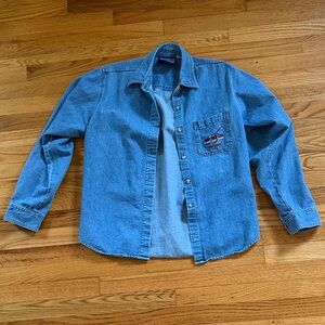 Hard Rock Cafe Blue Denim Shirt with Embroidered Pocket
